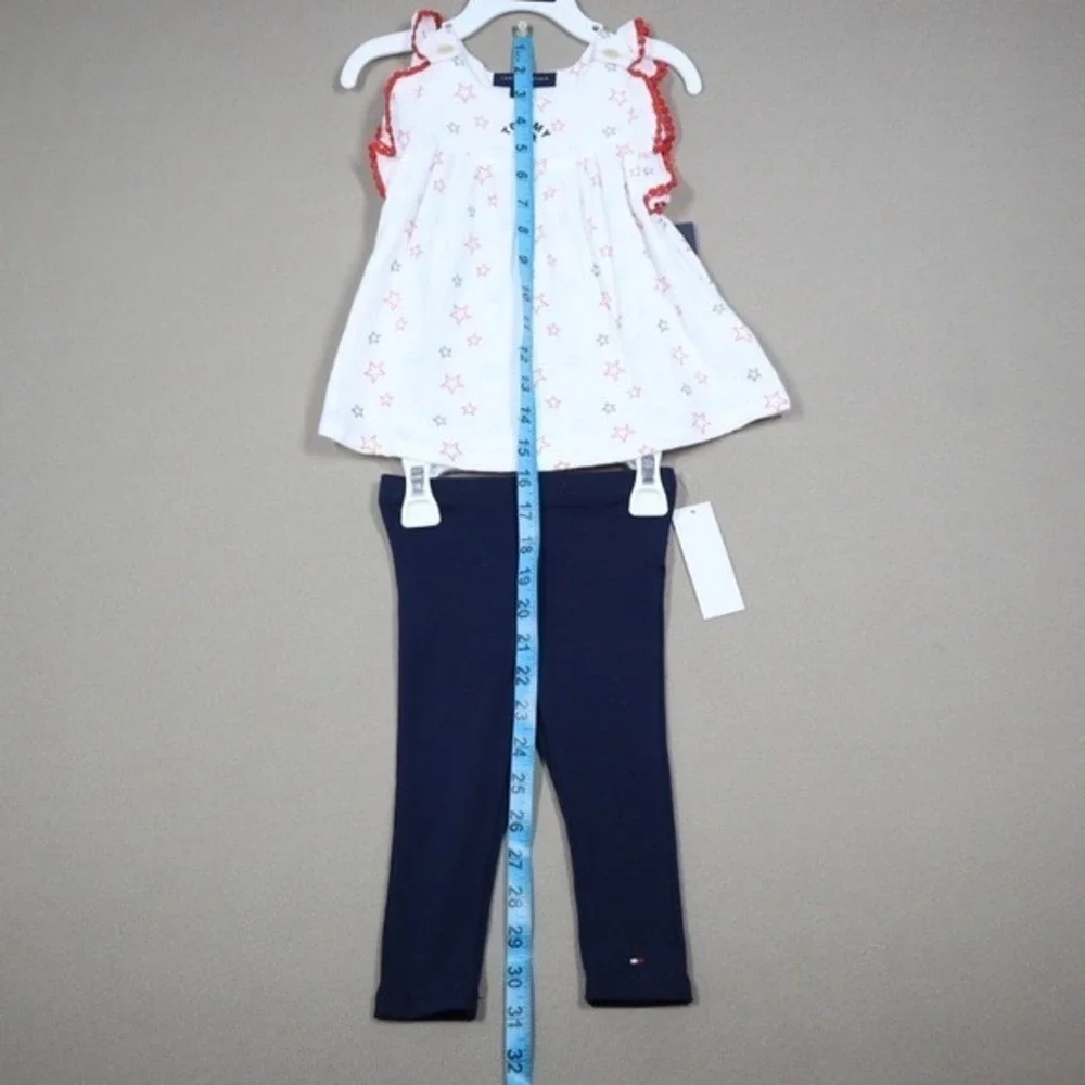 Tommy Hilfiger‎ Baby Girls Muslin Tunic and Capri Legging 2 Pc Set - White - 12M